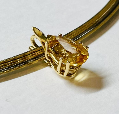 Gold Citrin Anhänger 12x9mm 750GG